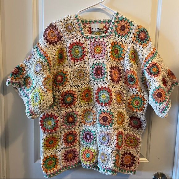 Alemais Cotton Crochet Oversized Top size 8 women’s - Picture 2 of 13